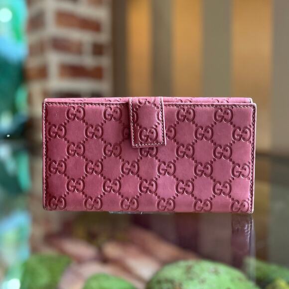 GUCCI Continental Mauve Guccissima Leather Wallet - Picture 1 of 12